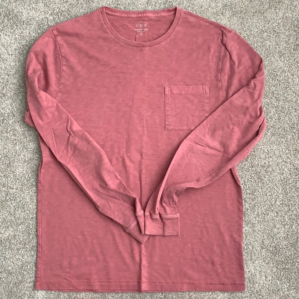 J Crew Long Sleeve Pocket T-shirt Garment Dyed